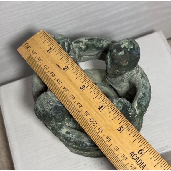 Circle of Friends Mayan Style Folk Art Terra Cotta 4 Friends Candle Holder Green - Picture 10 of 10